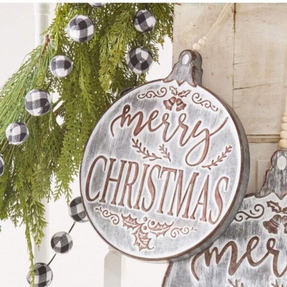 NEW RAZ Merry Christmas Metal Sign Ornament - Picture 1 of 3